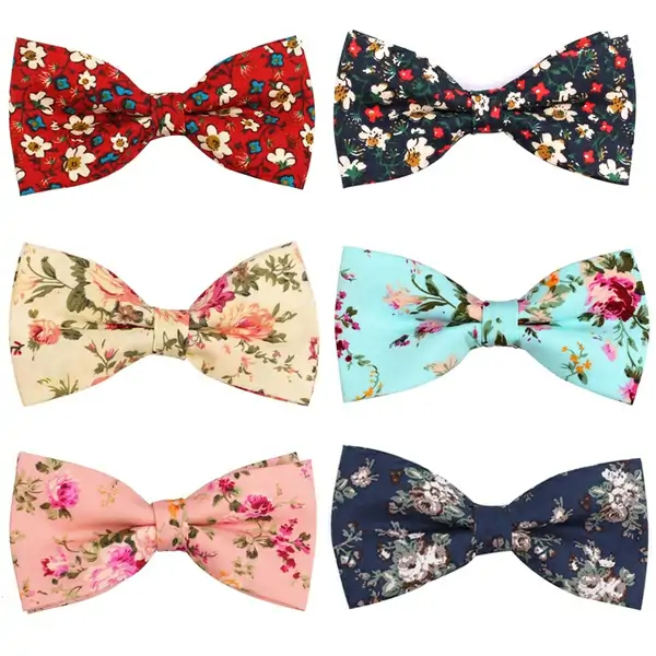 Mens Bow Tie Flexible Bowtie Smooth Necktie Soft Cotton Butterfly Decorative Pattern Paisley Flower Ties