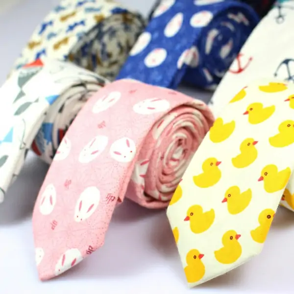 Carton pattern 6CM Slim cotton Tie