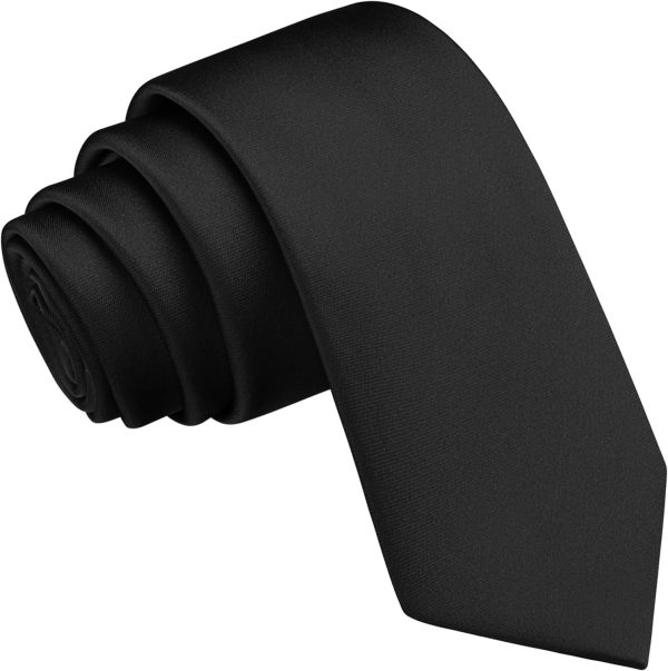 Branduce 2.4"（6cm） Mens Solid Skinny Satin Tie Pure Color Slim Necktie for Business and Wedding