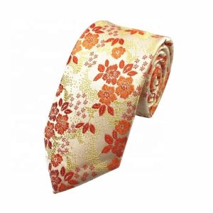 Custom Flower Digital Printing Gold Ties for Man custom embroidered tie