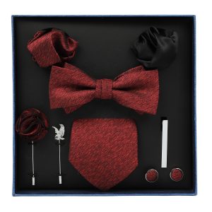 Lichen Made Formal Famous Brand Necktie 8Pieces Men Fashion Tie BowTie Gift Set