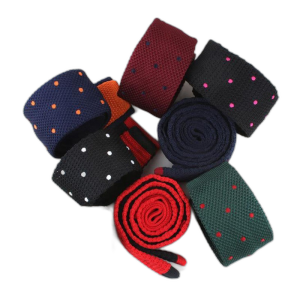 Men's Custom Colorful Polyester Neck Ties with Polka Dots Fashion Style Embroidered Knit Ties